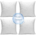 Outdoor Throw Pillow Covers 18x18 Set of 4 - Water Resistant Decorative Cushion Covers for Patio Furniture (White)