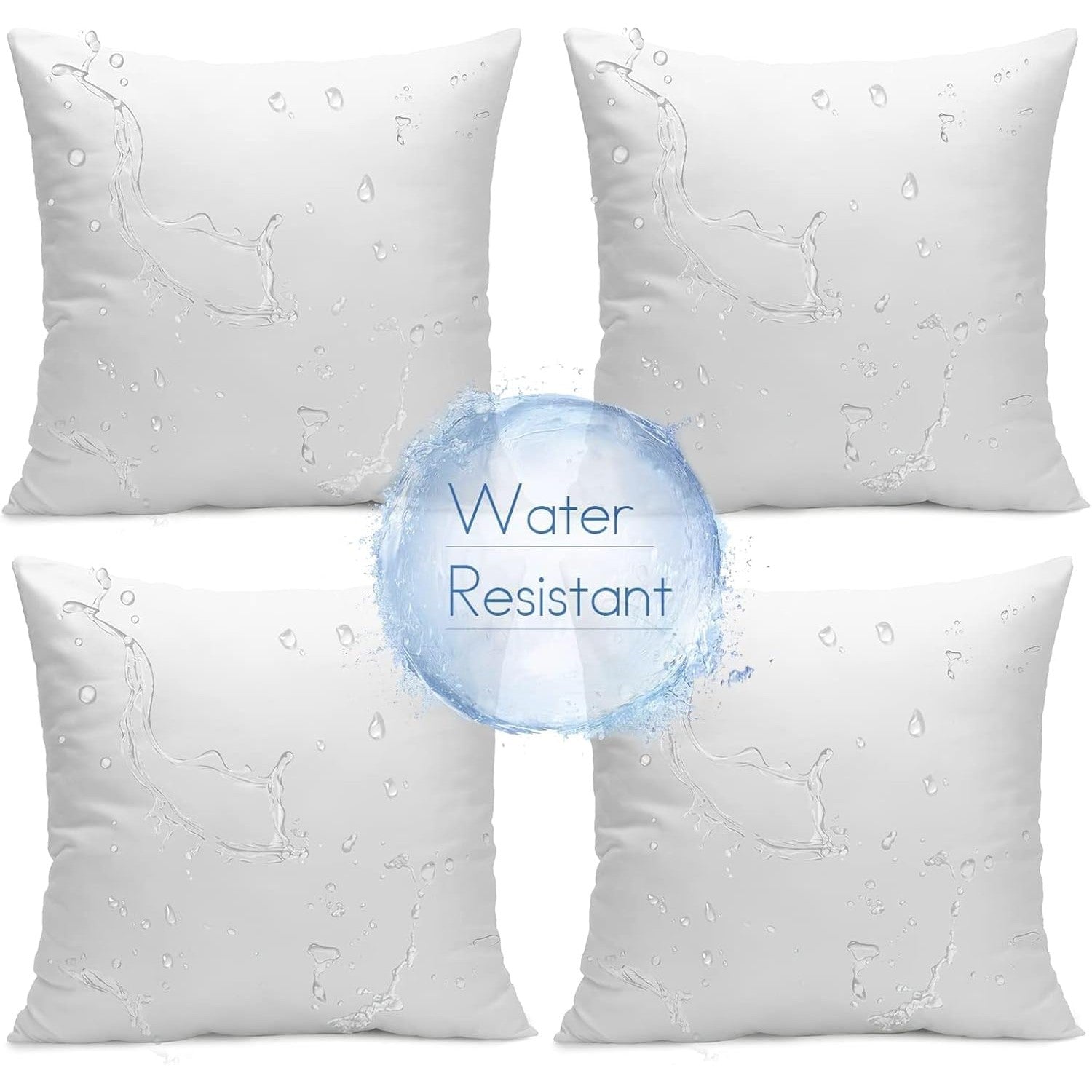 Outdoor Throw Pillow Covers 18x18 Set of 4 - Water Resistant Decorative Cushion Covers for Patio Furniture (White)