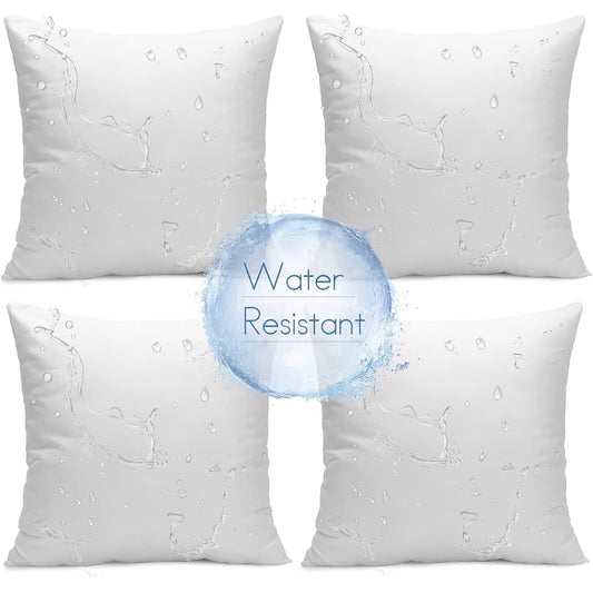 Outdoor Throw Pillow Covers 18x18 Set of 4 - Water Resistant Decorative Cushion Covers for Patio Furniture (White)
