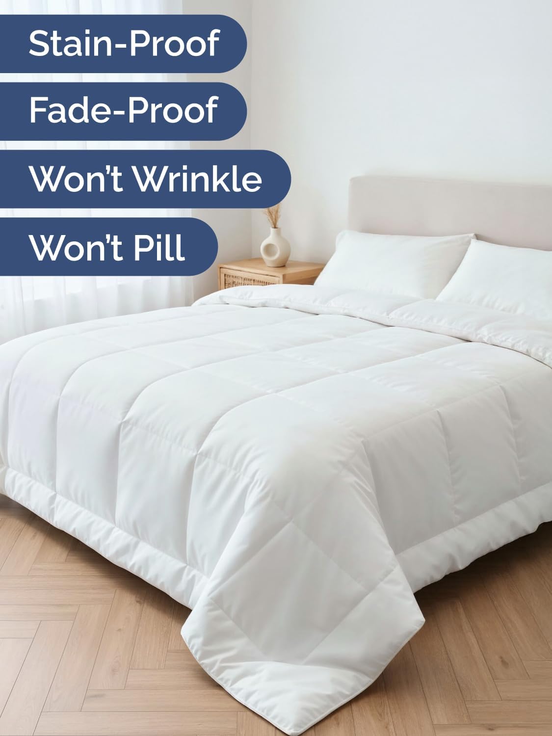 Full Size, White Alternative Down Comforter - Warm, Lightweight & Breathable Hotel Quality Bedding Set for Men, Women... - Image 3