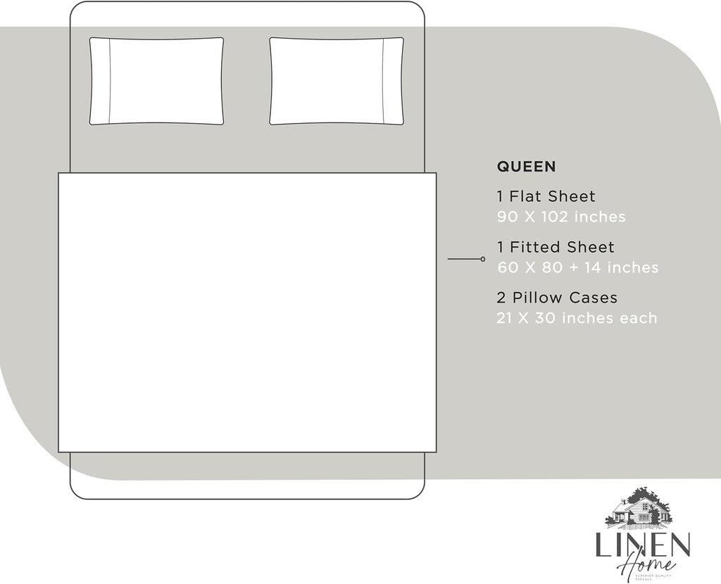 Linen Home 100% Cotton Percale Sheets Queen Size, White, Deep Pocket, 4 Pieces Set - 1 Flat, 1 Deep Pocket Fitted She... - Image 6
