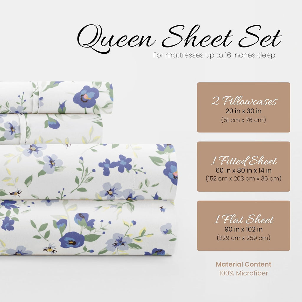 Linen Market 4 Piece Queen Sheet Set - Breathable, Double-Brushed Patterned Cooling Sheets – Ultra Soft & Wrinkle-Fre... - Image 6