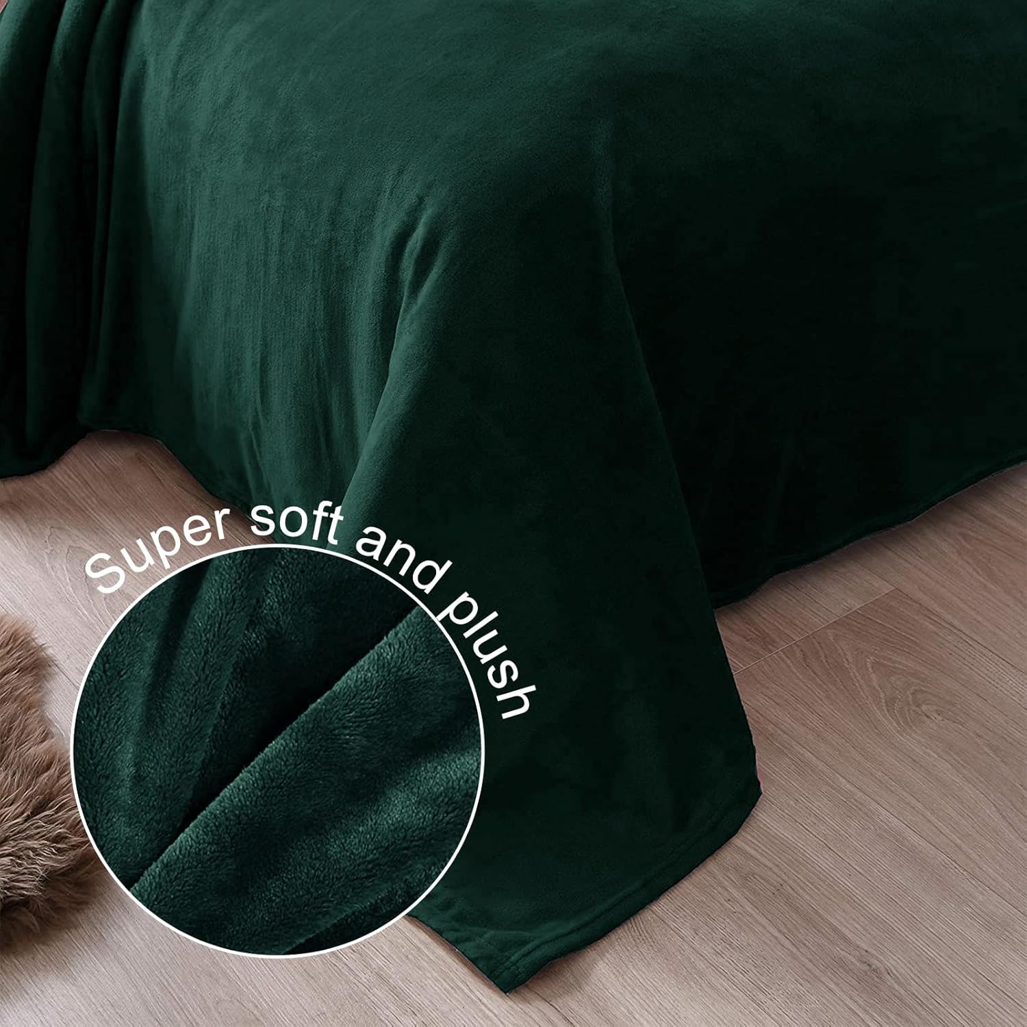 Exclusivo Mezcla Fleece Throw XL Blanket for Couch, Sofa, Super Soft and Warm Forest Green Blankets, All Season, Cozy... - Image 4