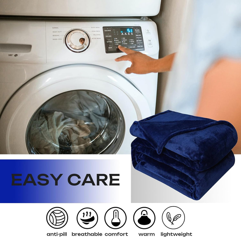 Fleece Plush Throw Blanket Navy Blue(50 by 60 Inches),Super Soft Fuzzy Cozy Flannel Blanket for Couch Sofa.Microfiber... - Image 5