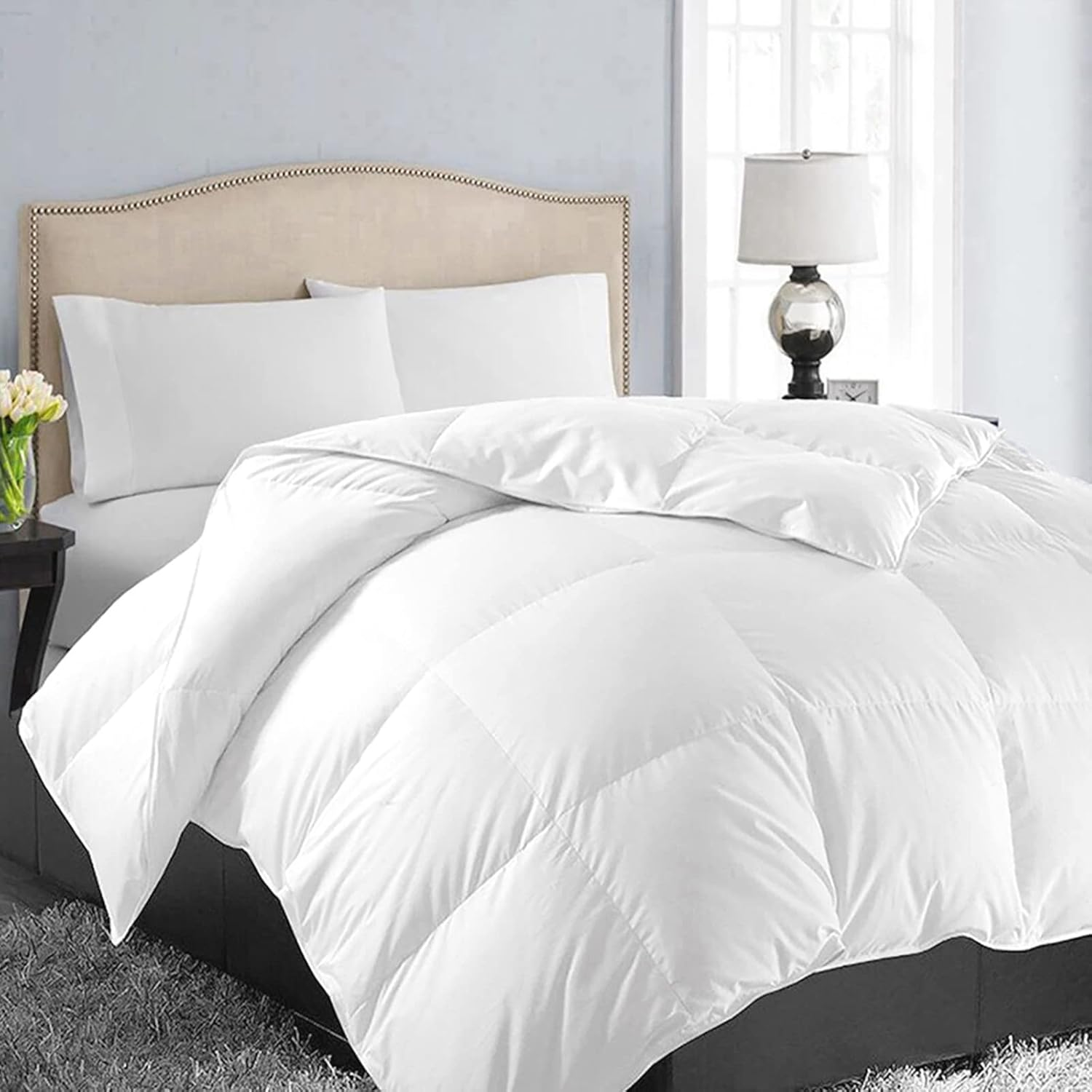 EASELAND Queen Size Down Alternative Comforter - Quilted Duvet Insert for All Seasons, Soft Lightweight with Corner T...