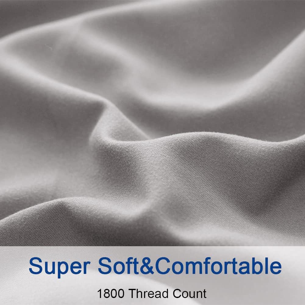Bed Sheet Set - Brushed Microfiber 1800 Thread Count 4 Piece Sheet Set - Wrinkle, Fade, Stain Resistant - Hypoallergenic (Queen, Grey)