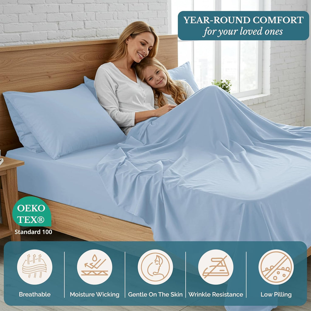 Casa Platino Queen Bed Sheets Set, Soft & Breathable Bedding for Queen Size Mattress, 4 Piece Set with Deep Pockets, ... - Image 5