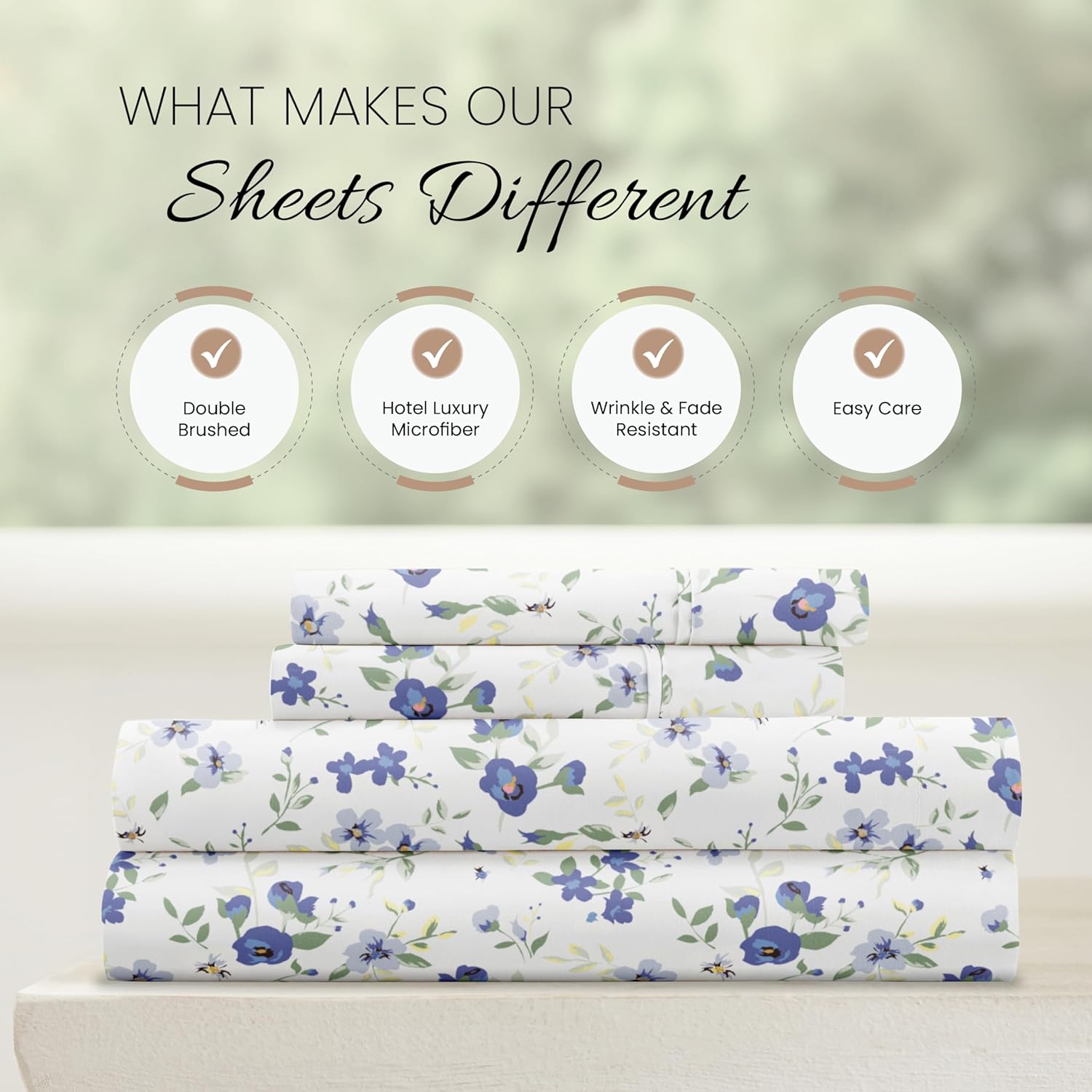 Linen Market 4 Piece Queen Sheet Set - Breathable, Double-Brushed Patterned Cooling Sheets – Ultra Soft & Wrinkle-Fre... - Image 4