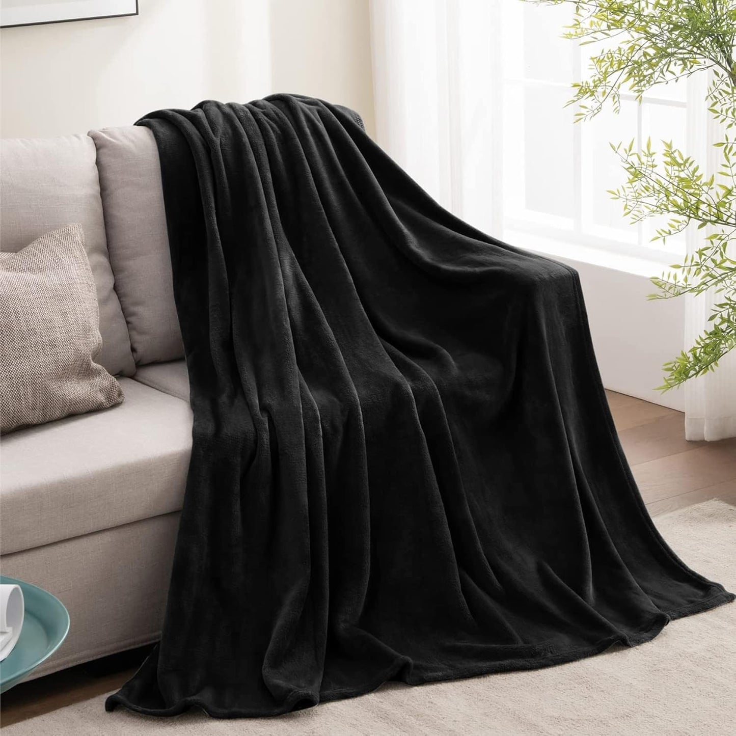 BEDELITE Fleece Blanket Black Throw Blankets for Couch & Bed, Luxury Plush Cozy Fuzzy Blanket 50x60 inches, Super Sof... - Image 5