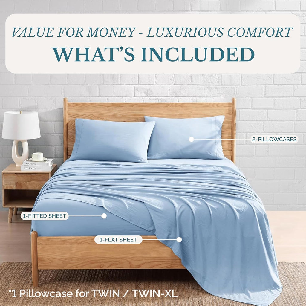Casa Platino Queen Bed Sheets Set, Soft & Breathable Bedding for Queen Size Mattress, 4 Piece Set with Deep Pockets, ... - Image 4