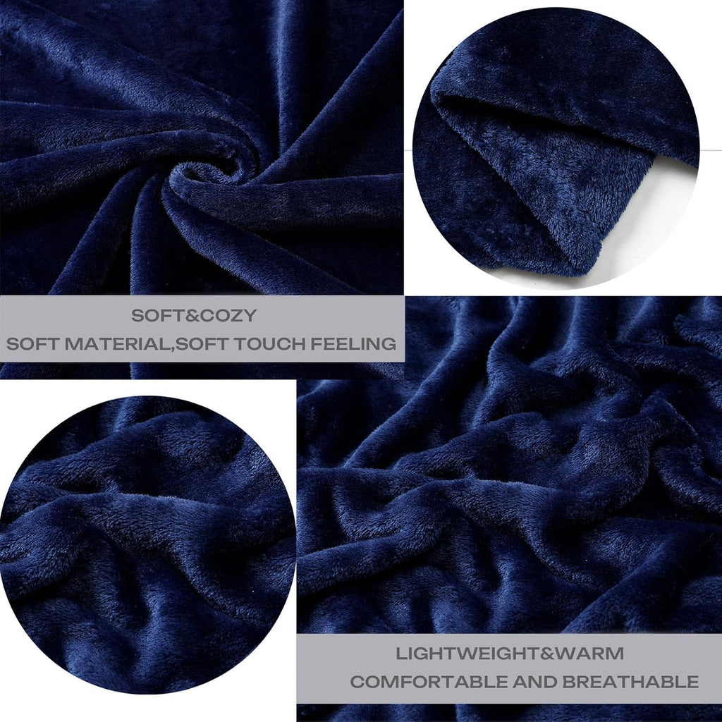 Fleece Plush Throw Blanket Navy Blue(50 by 60 Inches),Super Soft Fuzzy Cozy Flannel Blanket for Couch Sofa.Microfiber... - Image 4