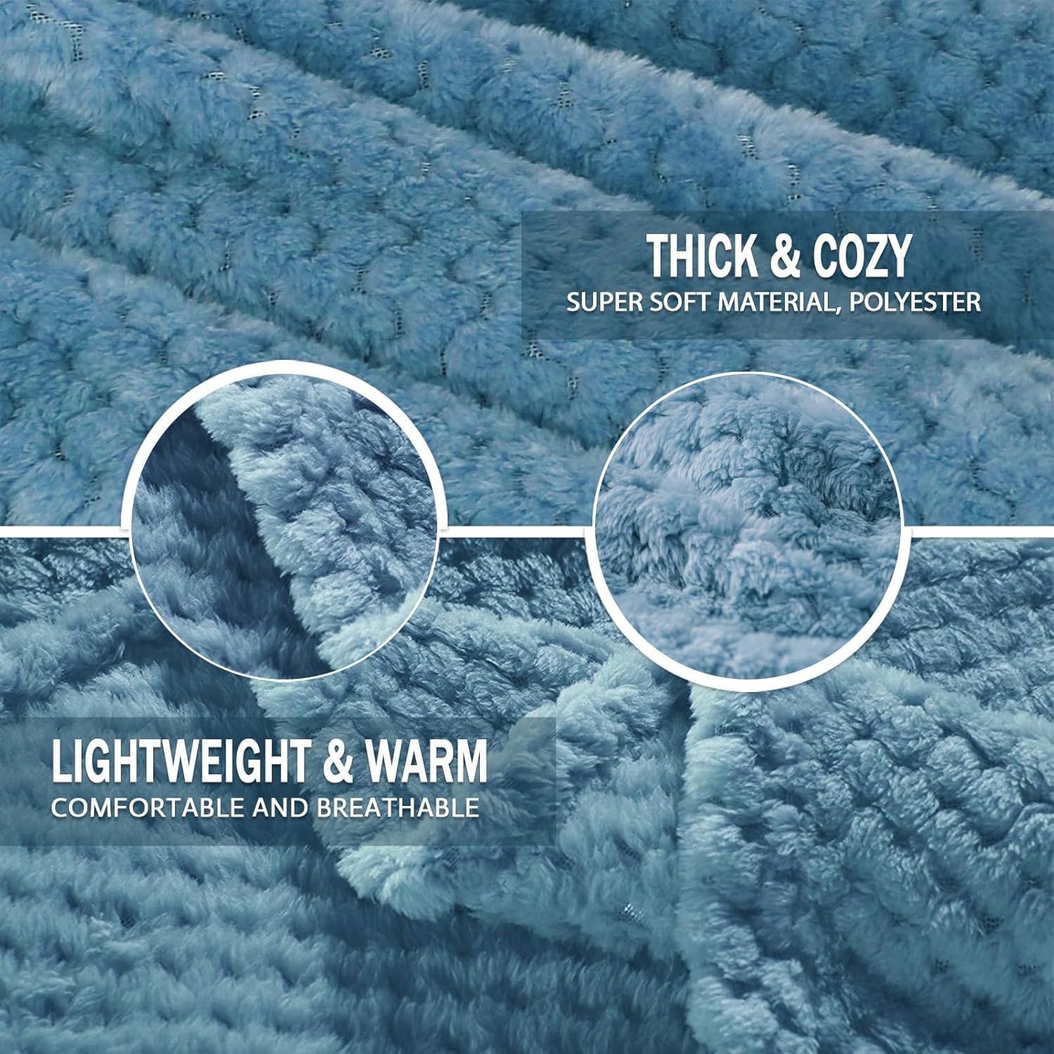 Exclusivo Mezcla Fleece Throw Blanket Extra Large, Super Soft and Warm Blankets for Couch, Sofa and Bed Waffle Textur... - Image 6