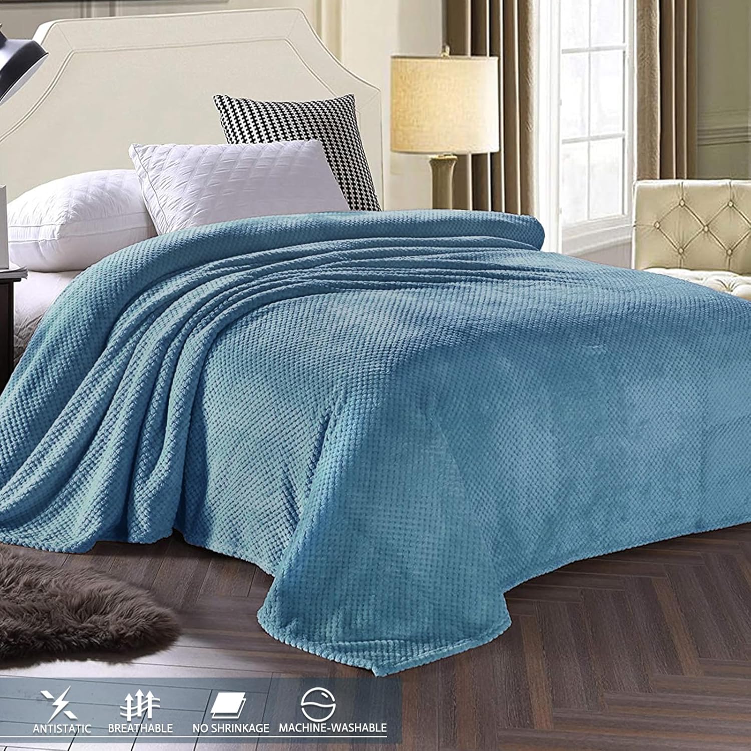 Exclusivo Mezcla Fleece Throw Blanket Extra Large, Super Soft and Warm Blankets for Couch, Sofa and Bed Waffle Textur... - Image 3