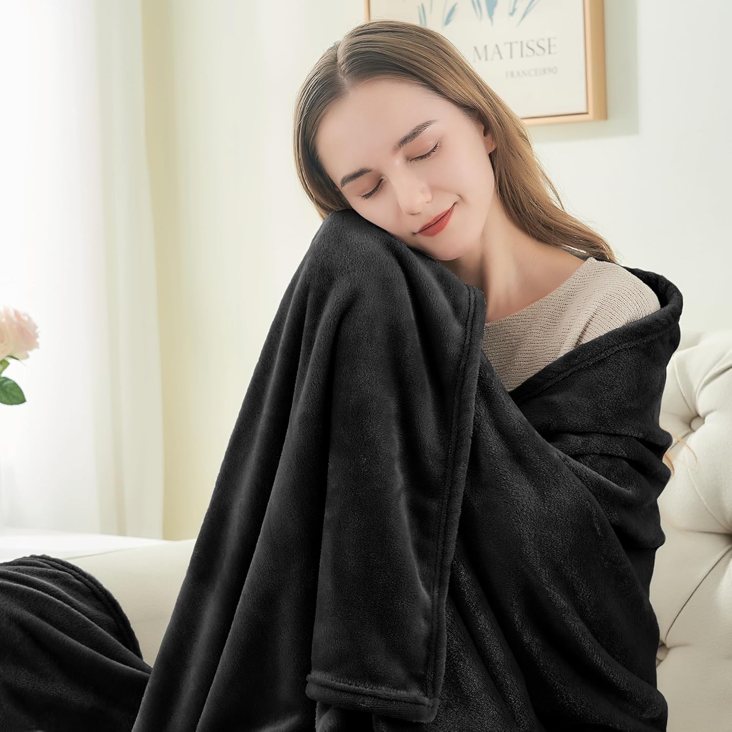 BEDELITE Fleece Blanket Black Throw Blankets for Couch & Bed, Luxury Plush Cozy Fuzzy Blanket 50x60 inches, Super Sof... - Image 2