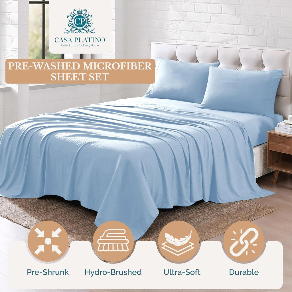Casa Platino Queen Bed Sheets Set, Soft & Breathable Bedding for Queen Size Mattress, 4 Piece Set with Deep Pockets, ... - Image 2