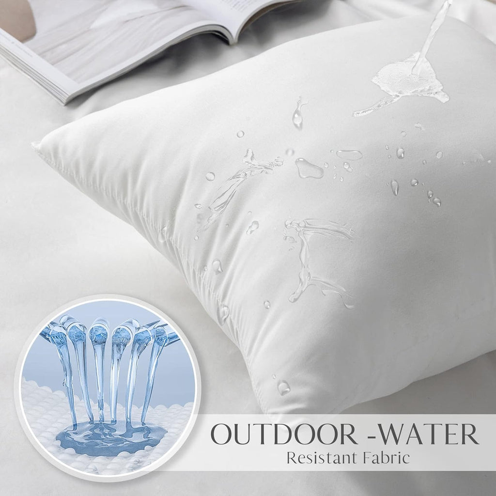 Outdoor Throw Pillow Covers 18x18 Set of 4 - Water Resistant Decorative Cushion Covers for Patio Furniture (White)