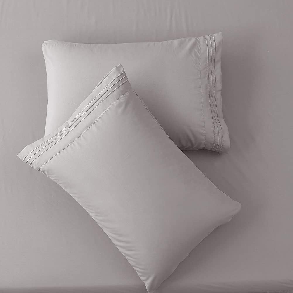 Bed Sheet Set - Brushed Microfiber 1800 Thread Count 4 Piece Sheet Set - Wrinkle, Fade, Stain Resistant - Hypoallergenic (Queen, Grey)
