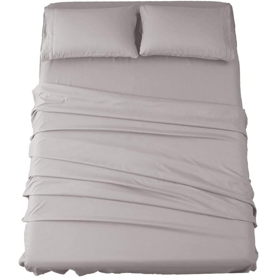 Bed Sheet Set - Brushed Microfiber 1800 Thread Count 4 Piece Sheet Set - Wrinkle, Fade, Stain Resistant - Hypoallergenic (Queen, Grey)
