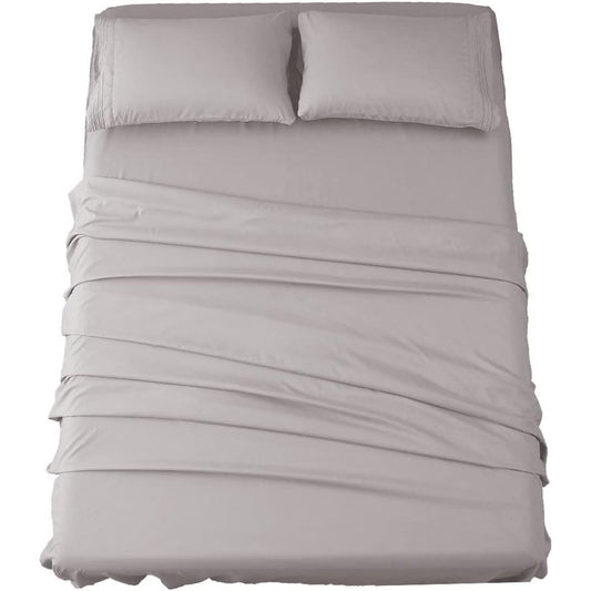 Bed Sheet Set - Brushed Microfiber 1800 Thread Count 4 Piece Sheet Set - Wrinkle, Fade, Stain Resistant - Hypoallergenic (Queen, Grey)