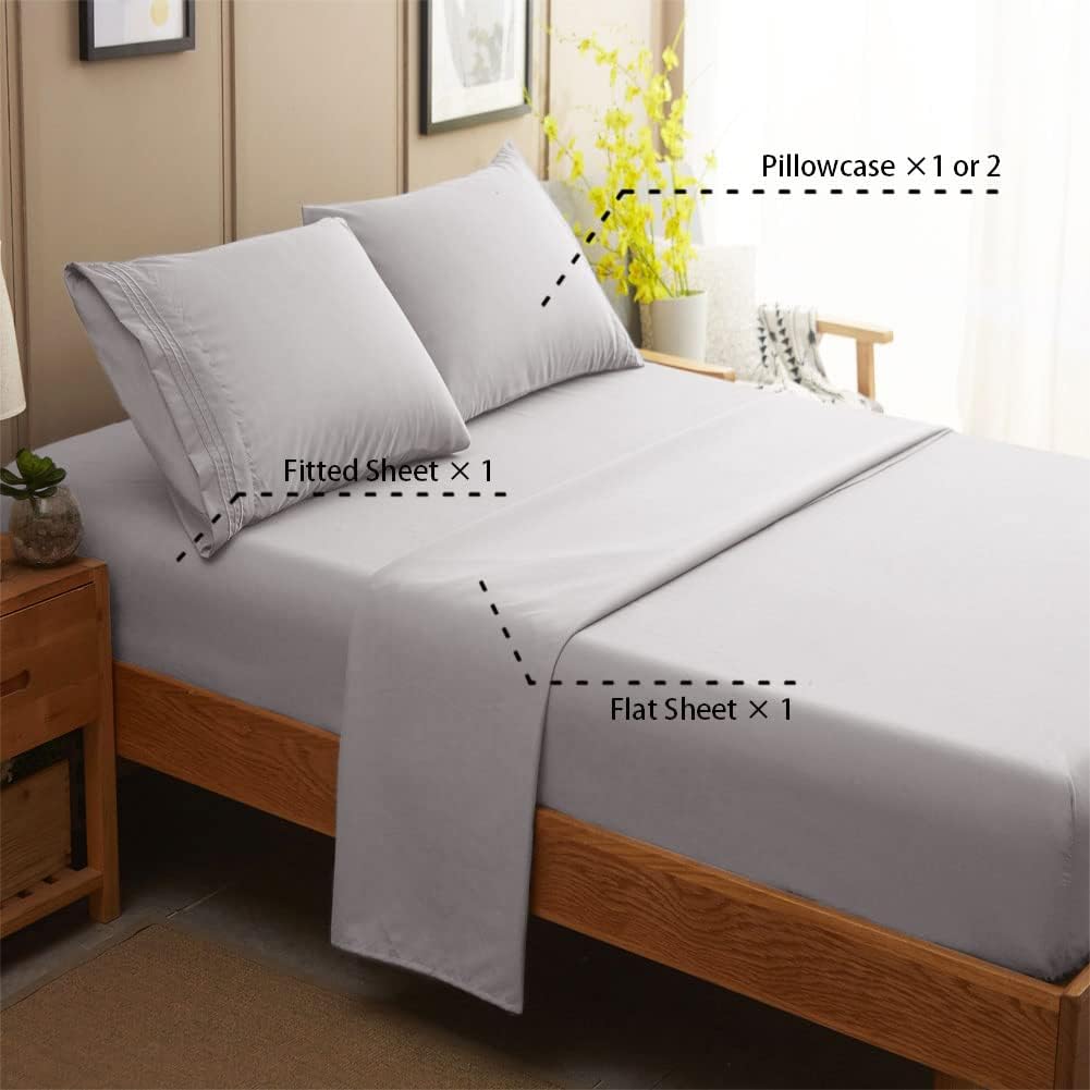 Bed Sheet Set - Brushed Microfiber 1800 Thread Count 4 Piece Sheet Set - Wrinkle, Fade, Stain Resistant - Hypoallergenic (Queen, Grey)